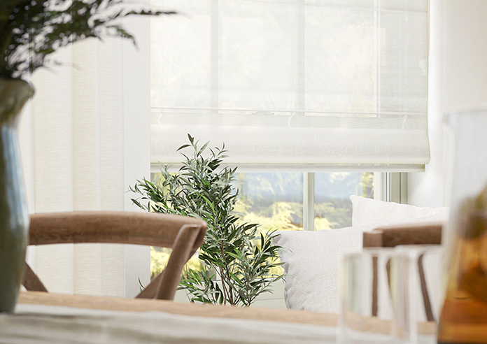 Marsala Voile, Beach White - Motorised Roman Blind - Image 5